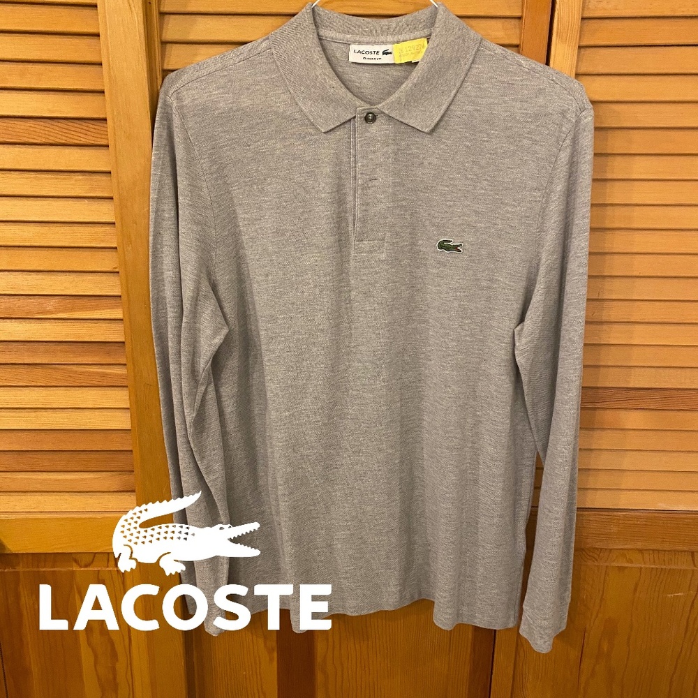 Lacoste Men’s Long Sleeve Classic Polo Gray Size L